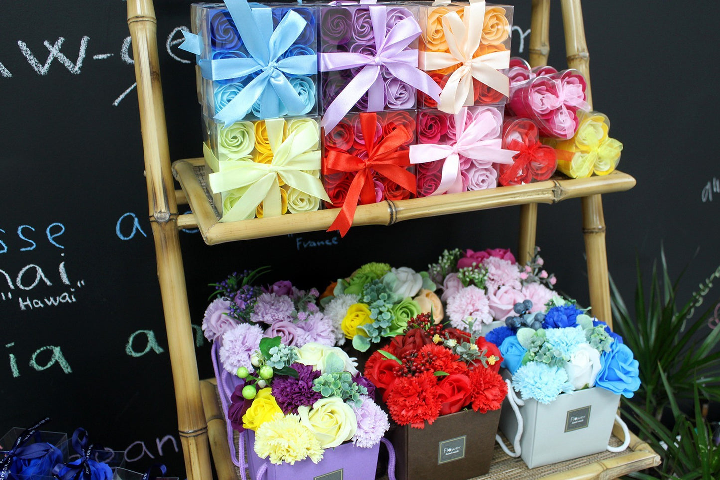 Set de 3 flores de Sabão Caixa Coração - Rosas vermelhas