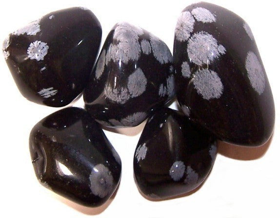 24x L Tumble Stones - Floco de Neve Obsidiana