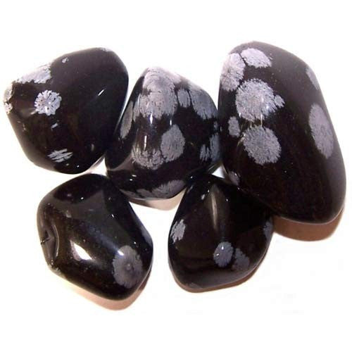 24x L Tumble Stones - Floco de Neve Obsidiana