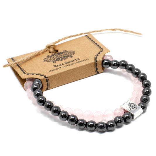 Pulseira de Pedras Preciosas Magnéticas - Quartzo rosa