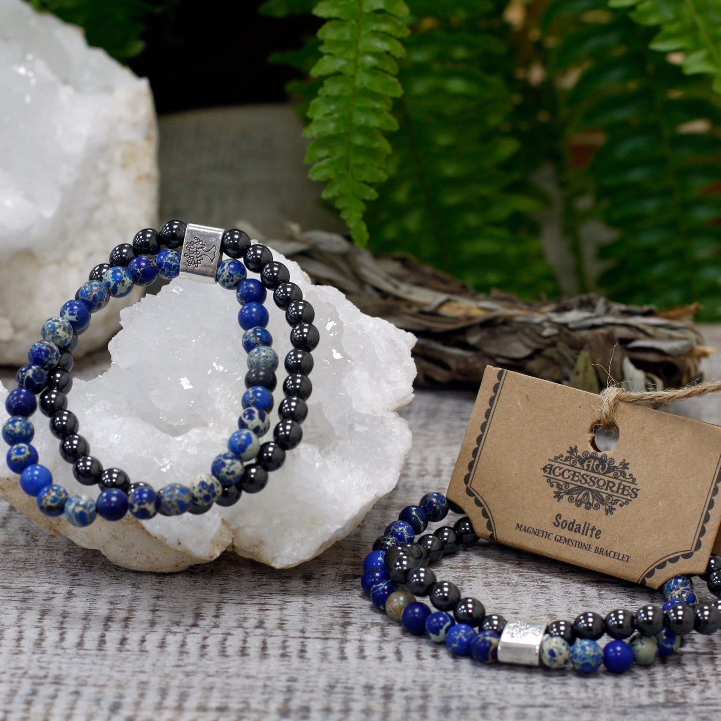 Pulseira de Pedras Preciosas Magnéticas - Sodalite