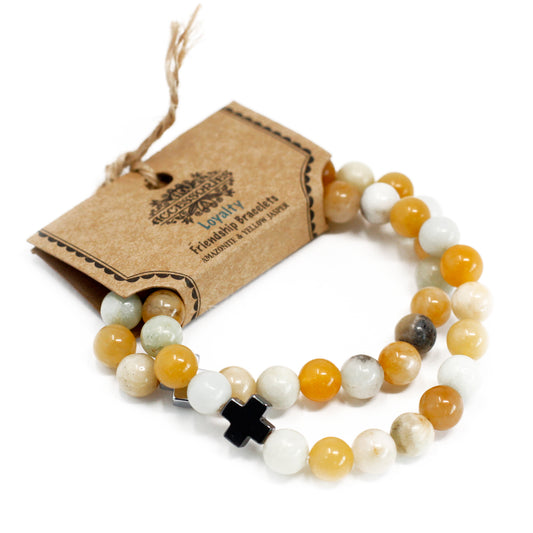 2 Pulseira com Pedras Preciosas-lealdade-Amalhonita e Jaspe amarelo