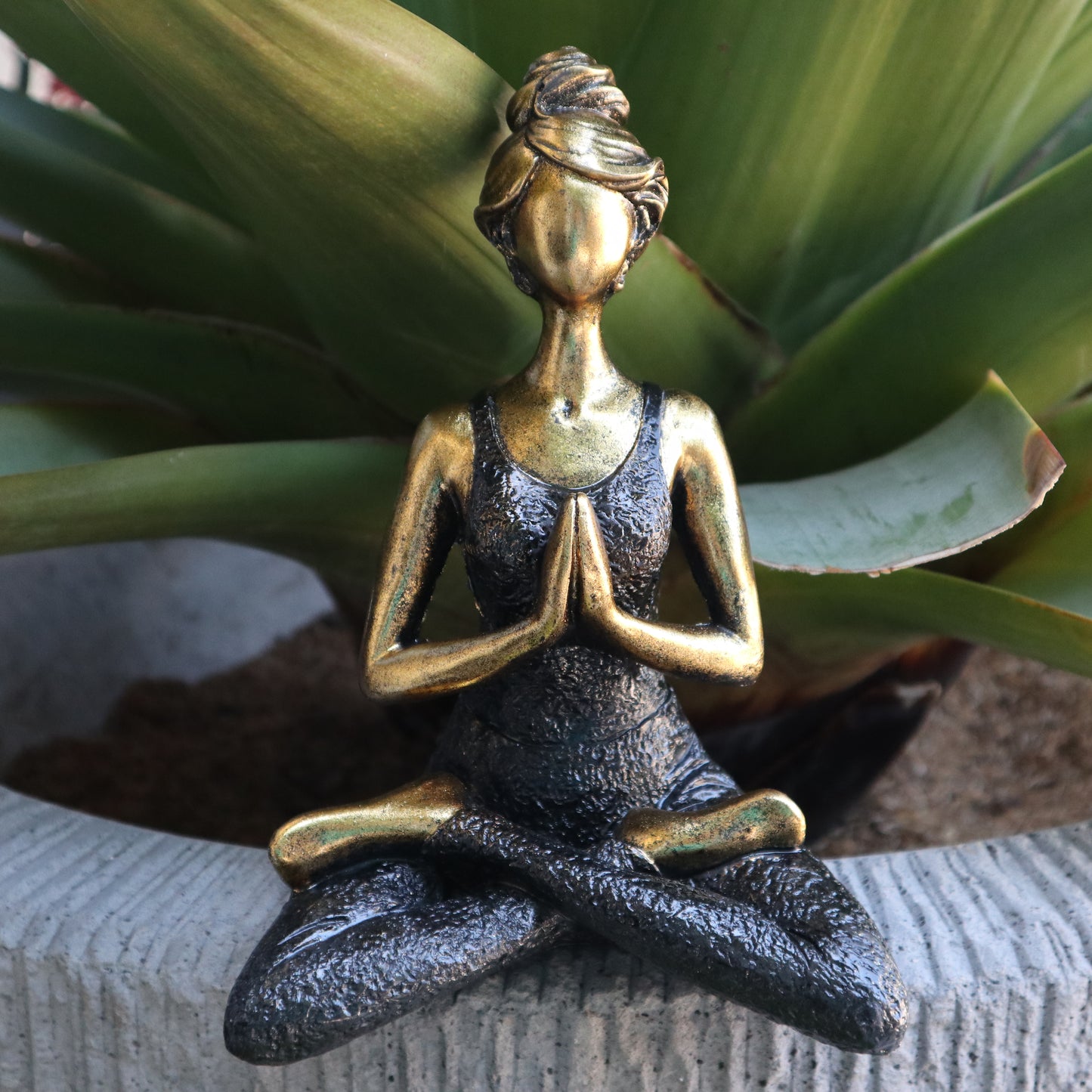 Yoga Lady Figure -  Bronze & Black 24cm