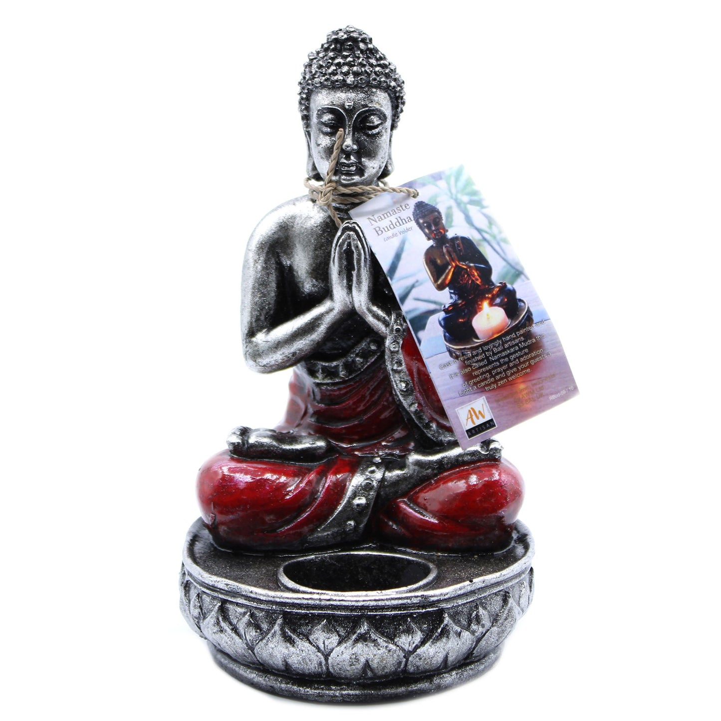 Buddha Porta Velas - vermelho - Med