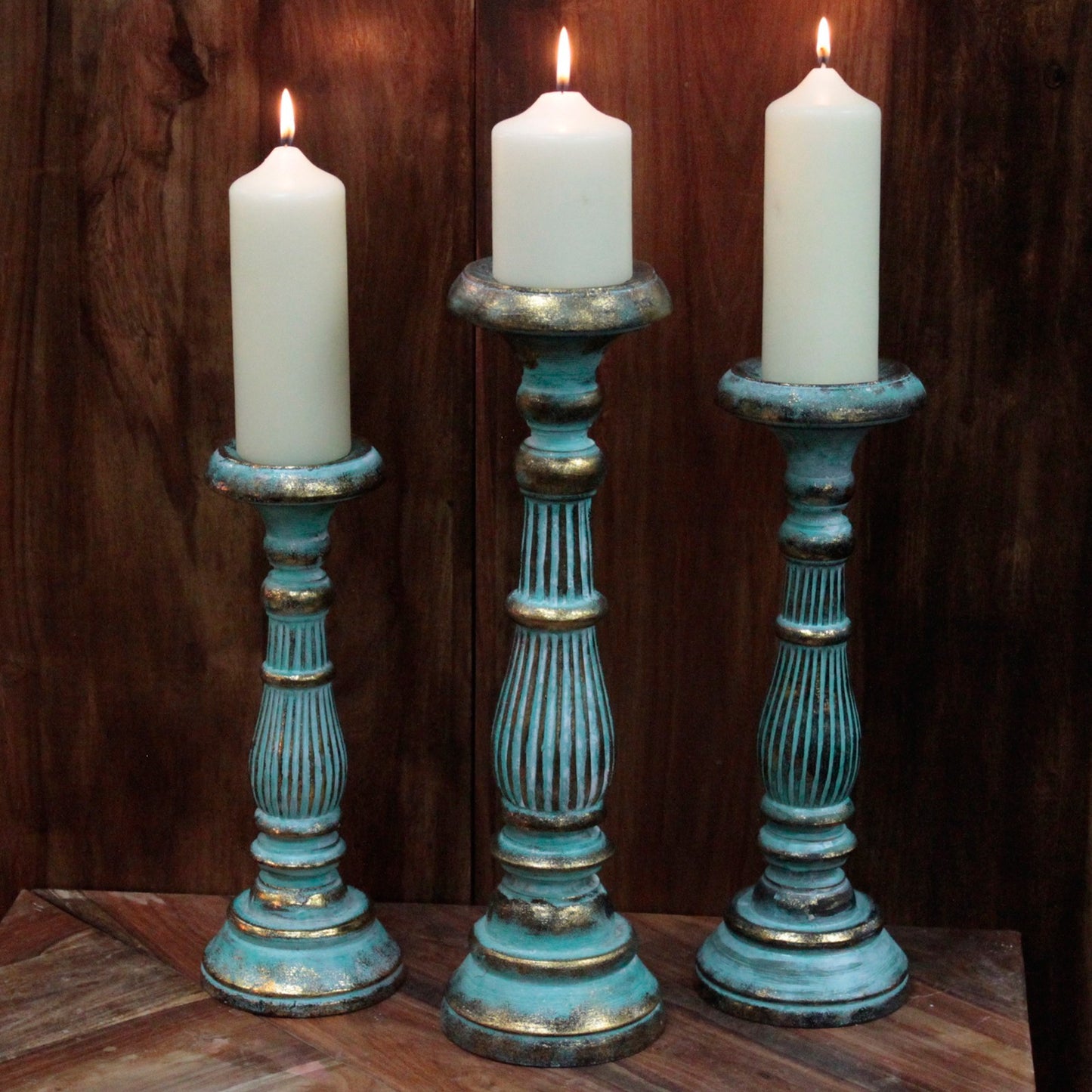 Candelabro Pequeno - Turquesa Gold