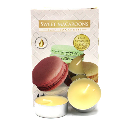 1x Set de 6 Velas de chá Perfumadas - Macaron doce