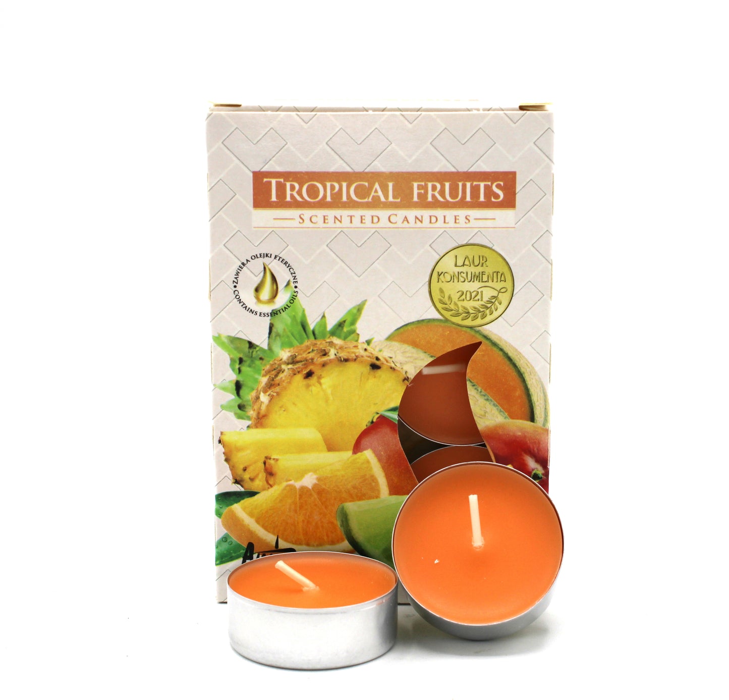 1x Set de 6 Velas de chá Perfumadas - Fruta tropical