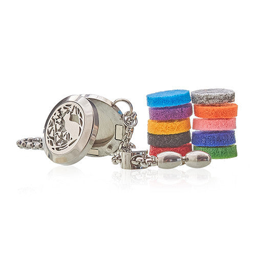 Pulseira de Corrente de Aromaterapia - Gato e Flores - 20mm