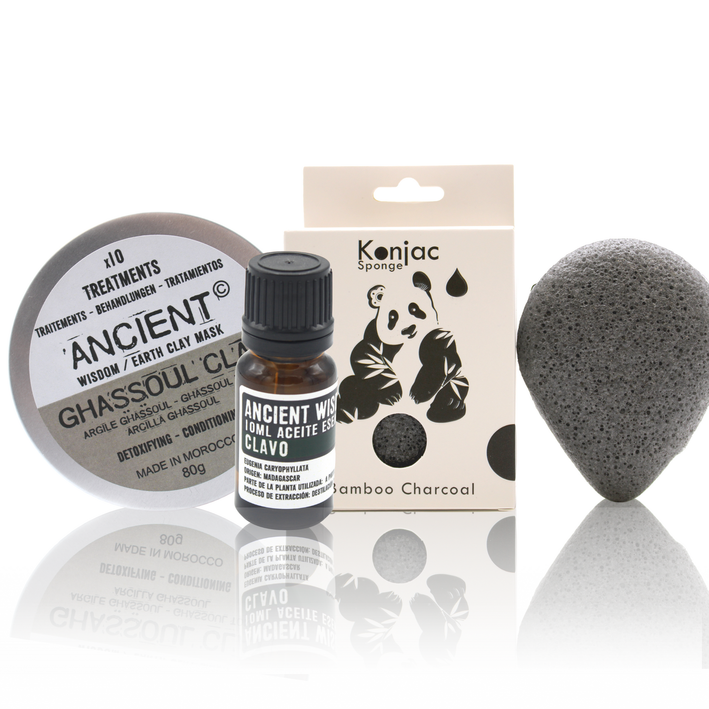 Kit - Esponja Konjac , argila e óleo essencial