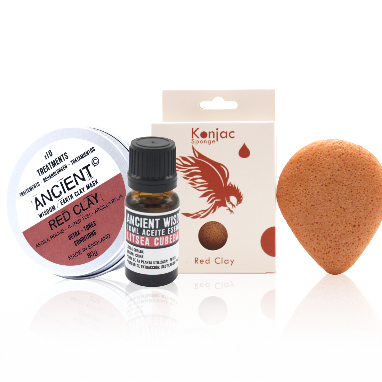 Kit - Esponja Konjac , argila e óleo essencial